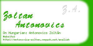 zoltan antonovics business card